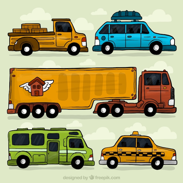 Free Vector hand-drawn vehicle pack