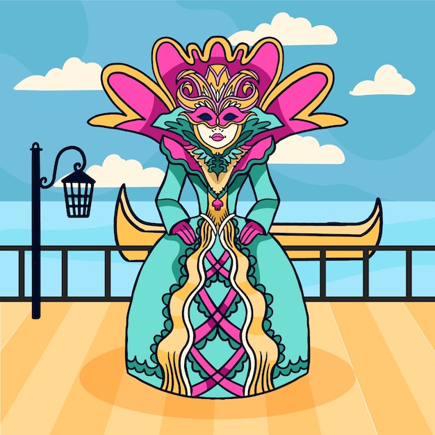 Free Vector hand drawn venice carnival illustration