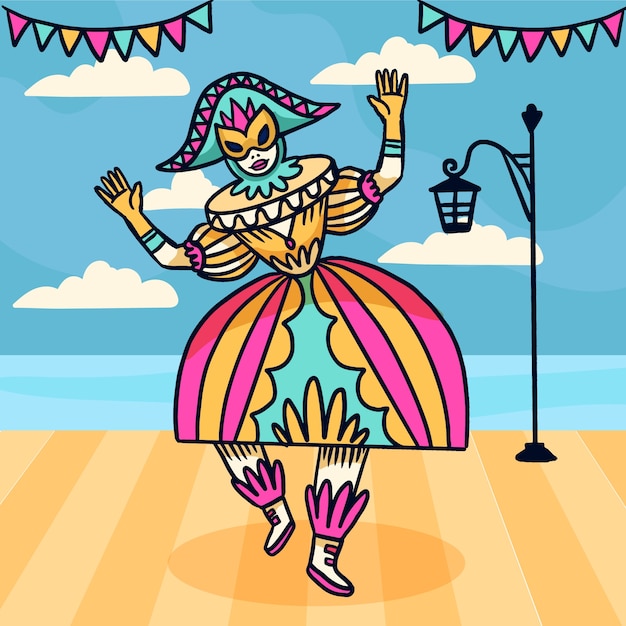 Free Vector hand drawn venice carnival illustration