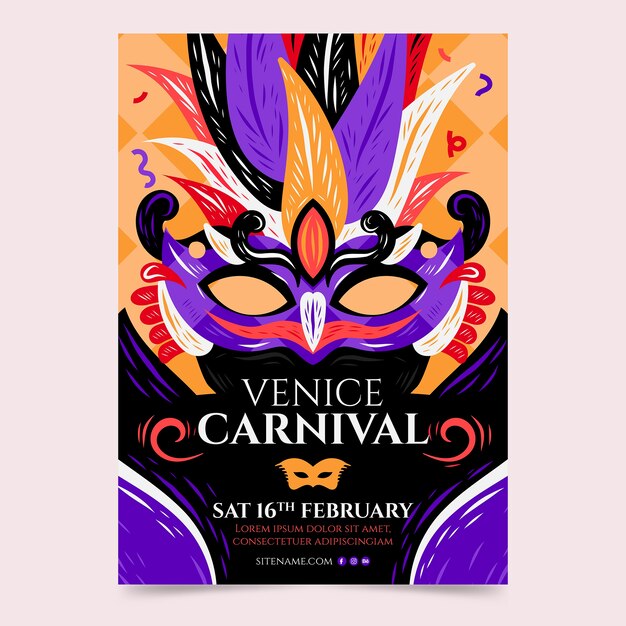 Hand drawn venice carnival poster template