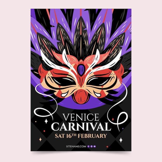 Free Vector hand drawn venice carnival poster template