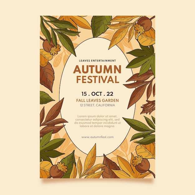 Free vector hand drawn vertical autumn flyer template