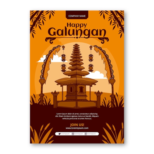 Hand drawn vertical flyer template for galungan