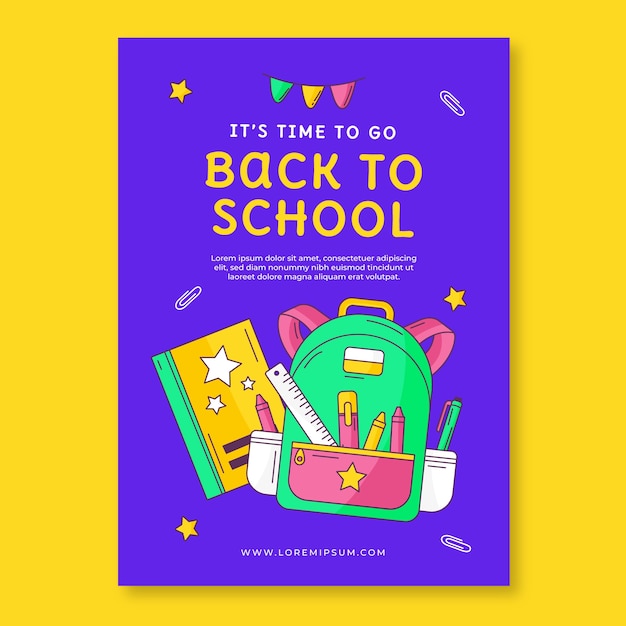 Free vector hand drawn vertical poster template for back to school season