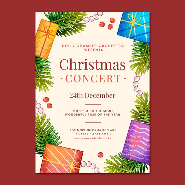 Hand drawn vertical poster template for christmas season