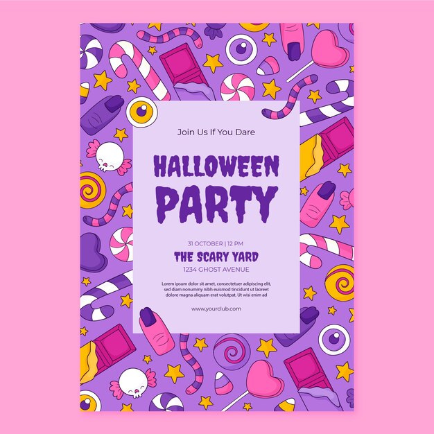 Hand drawn vertical poster template for halloween celebration