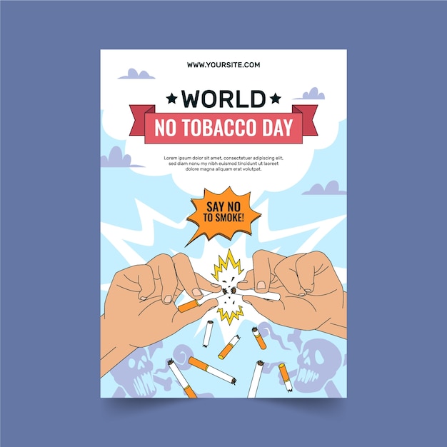 Free Vector hand drawn vertical poster template for no tobacco day awareness