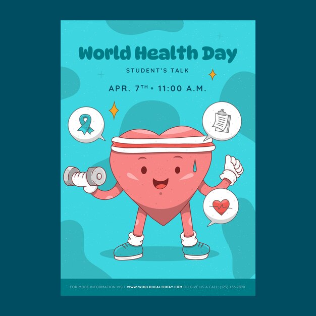 Hand drawn vertical poster template for world health day