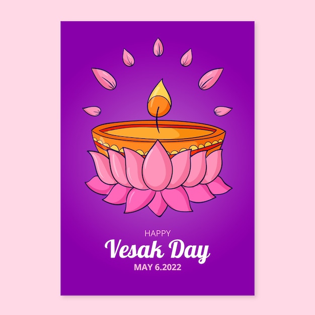 Hand drawn vesak day greeting card template