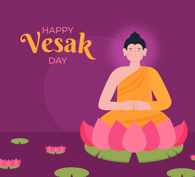 Hand drawn vesak day illustration