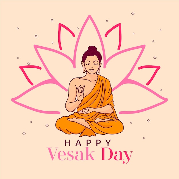 Hand drawn vesak day illustration