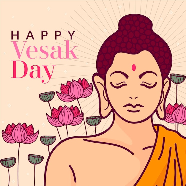 Hand drawn vesak day illustration