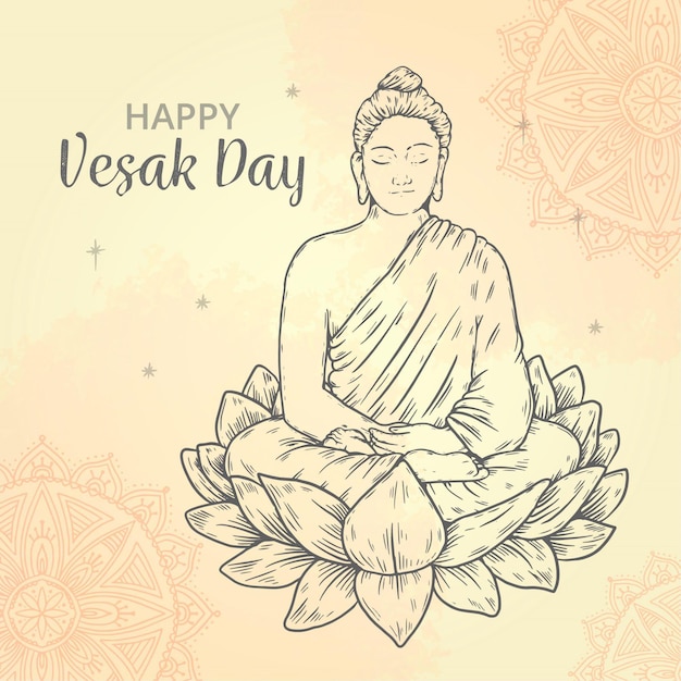 Hand drawn vesak day illustration