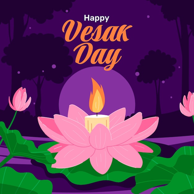 Hand drawn vesak day illustration