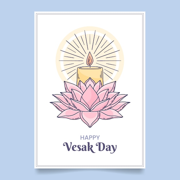 Hand drawn vesak greeting card template