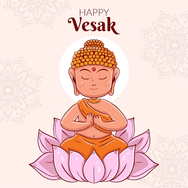 Hand drawn vesak illustration