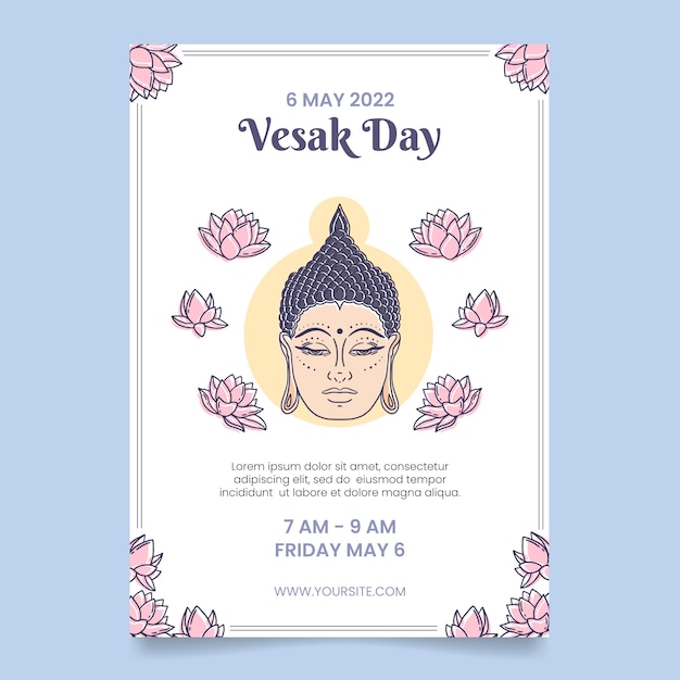 Hand drawn vesak vertical poster template