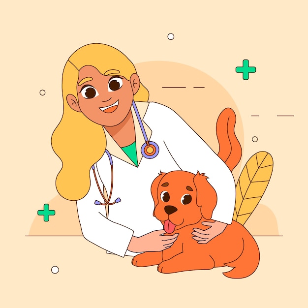 Free Vector hand drawn vet cartoon illustration