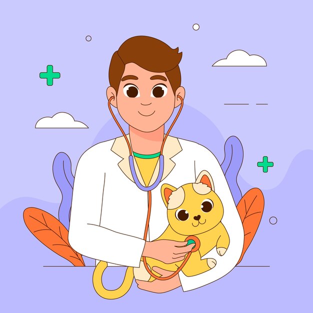 Hand drawn vet cartoon illustration