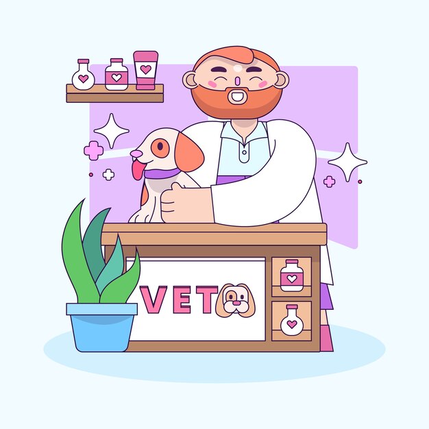 Hand drawn vet cartoon illustration