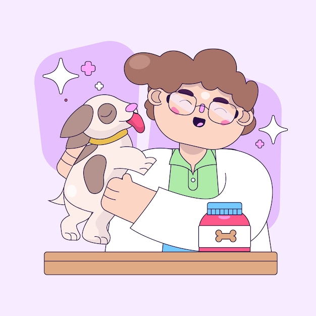 Free Vector hand drawn vet cartoon illustration