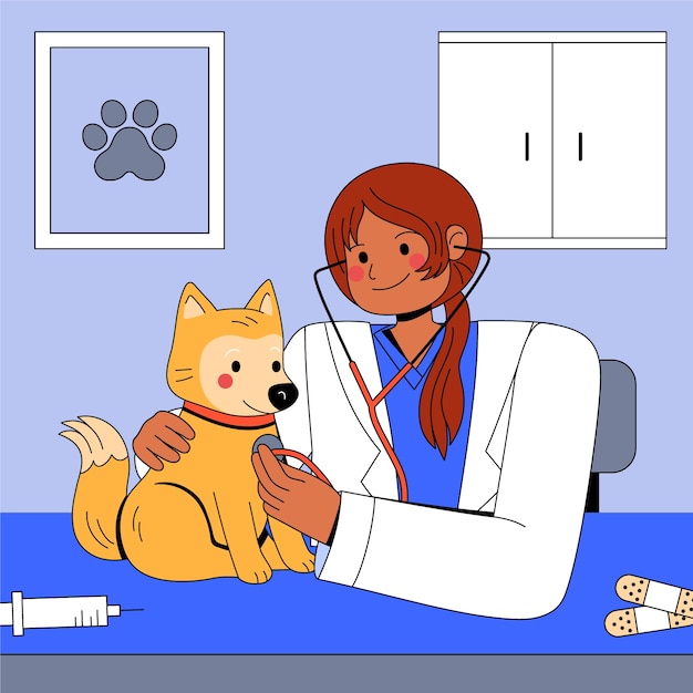 Free Vector hand drawn vet cartoon illustration