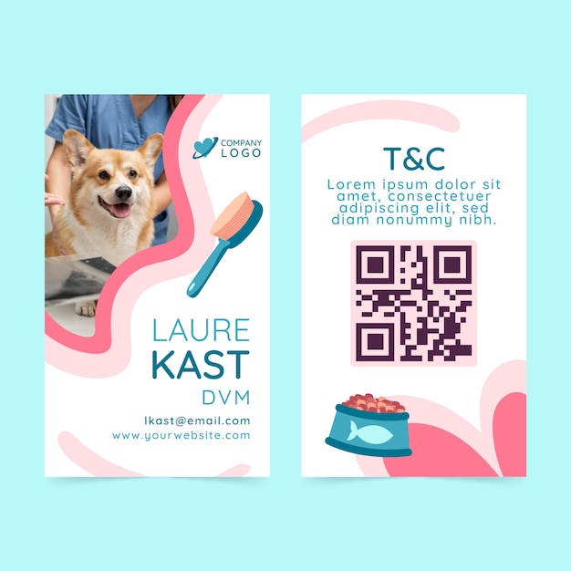 Hand drawn veterinary clinic id card