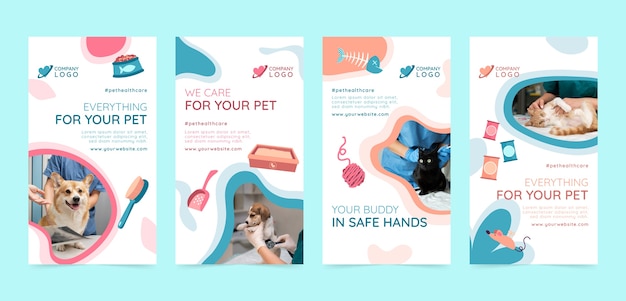 Free Vector hand drawn veterinary clinic instagram stories