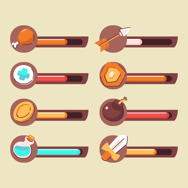 Free vector hand drawn video game set elements