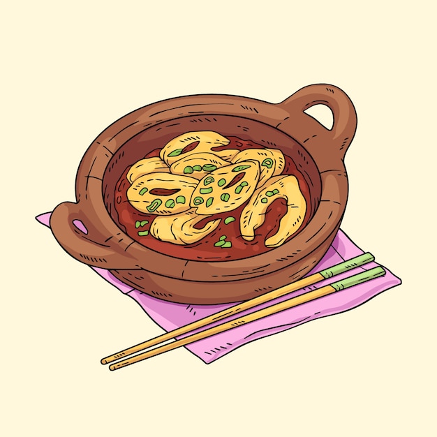 Free Vector hand drawn vietnamese food illustration