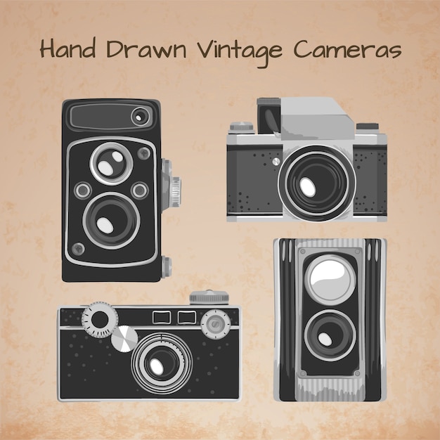 Free Vector hand drawn vintage cameras