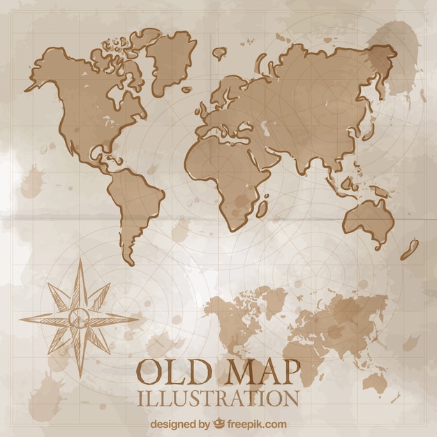 Free Vector hand drawn vintage world map