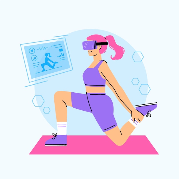 Free Vector hand drawn virtual fitness illustration