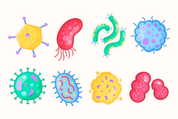 Free vector hand-drawn virus collection