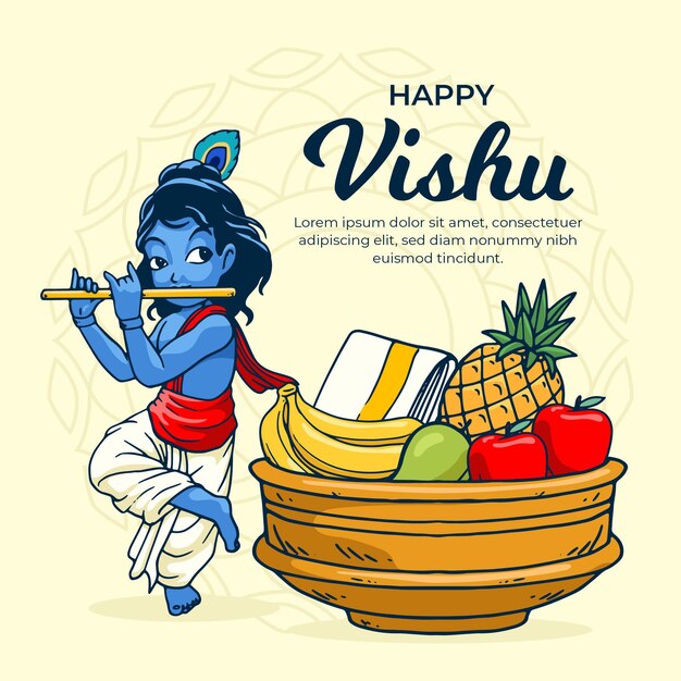 Hand drawn vishu illustration