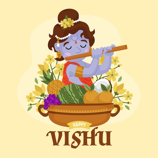 Hand drawn vishu illustration