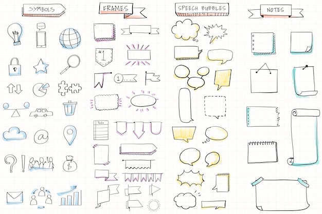 Free Vector hand drawn visual thinking elements set