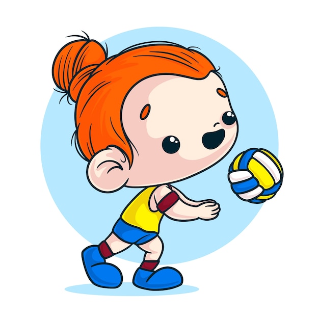 Hand drawn volleyball cartoon illustration