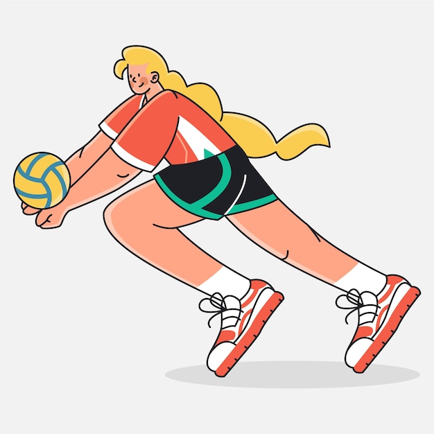 Hand drawn volleyball  cartoon illustration