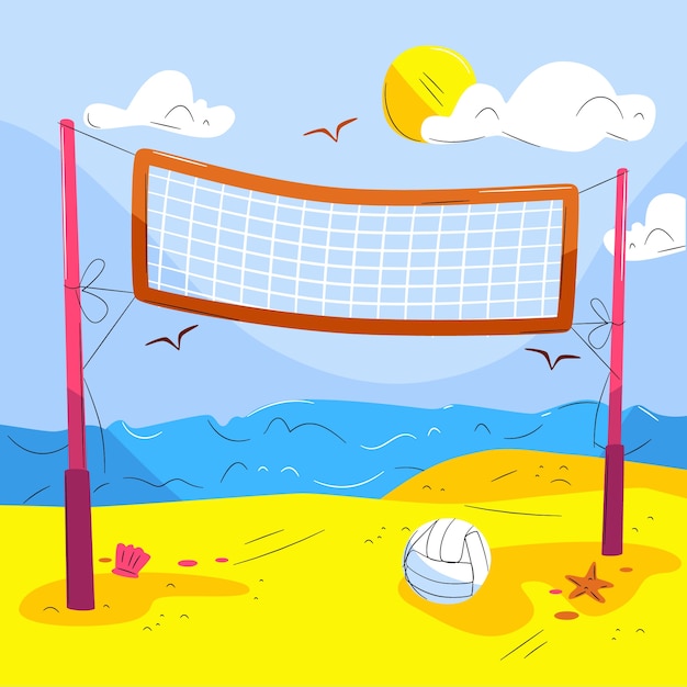 Free vector hand drawn volleyball net illustration