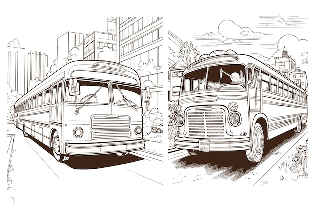 Free Vector hand drawn volvo bus cartoon style illustration