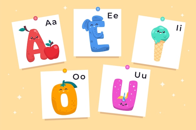 Free vector hand drawn vowels illustration