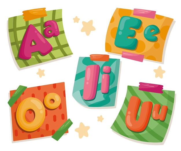 Free vector hand drawn vowels illustration