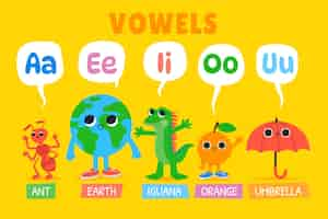 Free vector hand drawn vowels illustration