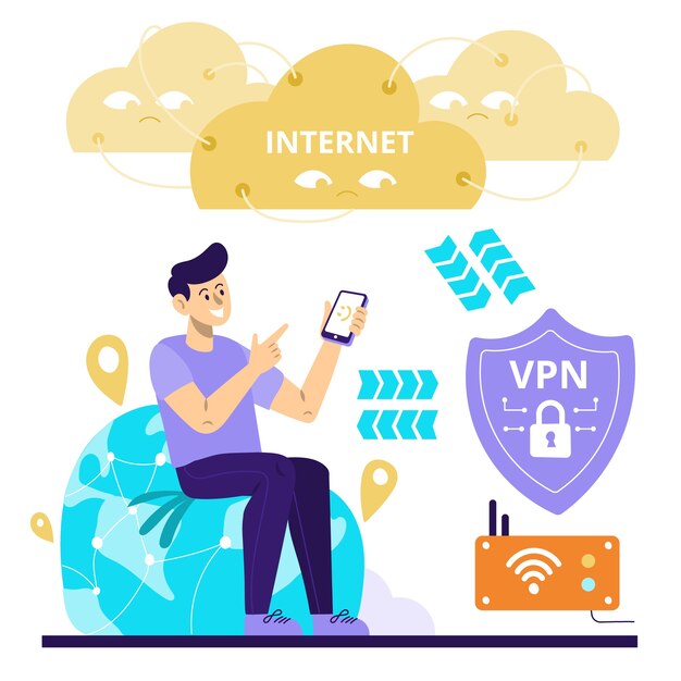 Hand drawn vpn illustration