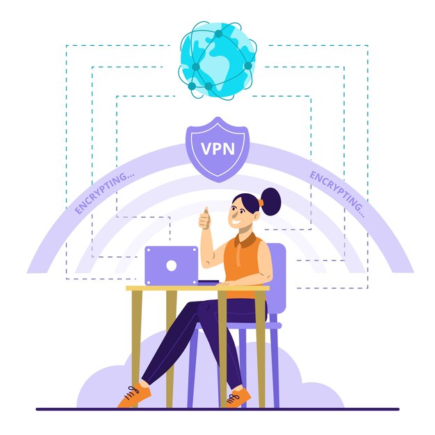 Hand drawn vpn illustration