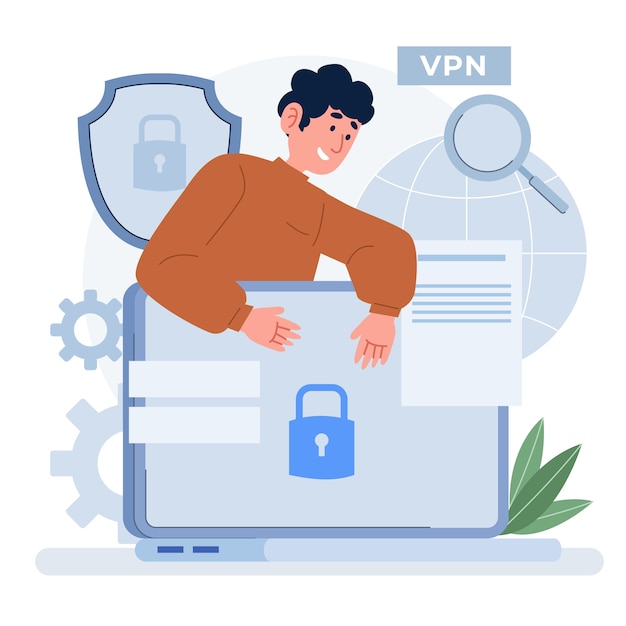 Hand drawn vpn illustration