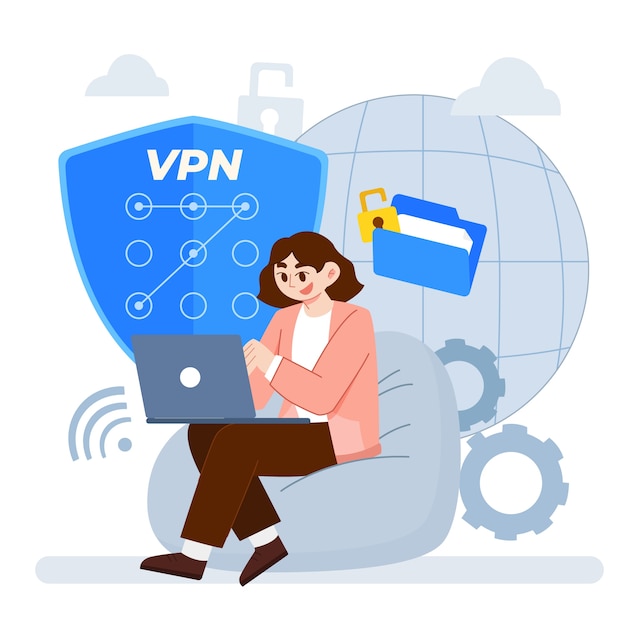 Hand drawn vpn illustration