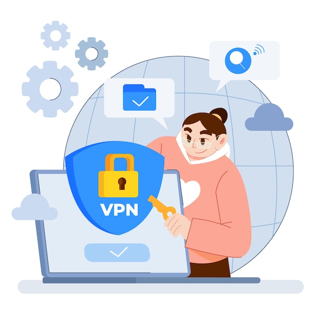 Hand drawn vpn illustration