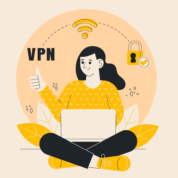 Hand drawn vpn illustration